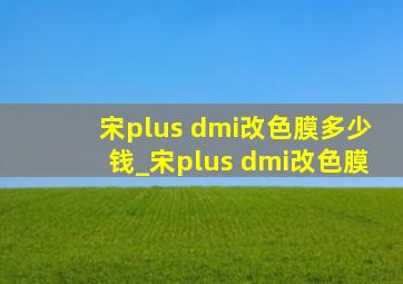 宋plus dmi改色膜多少钱_宋plus dmi改色膜